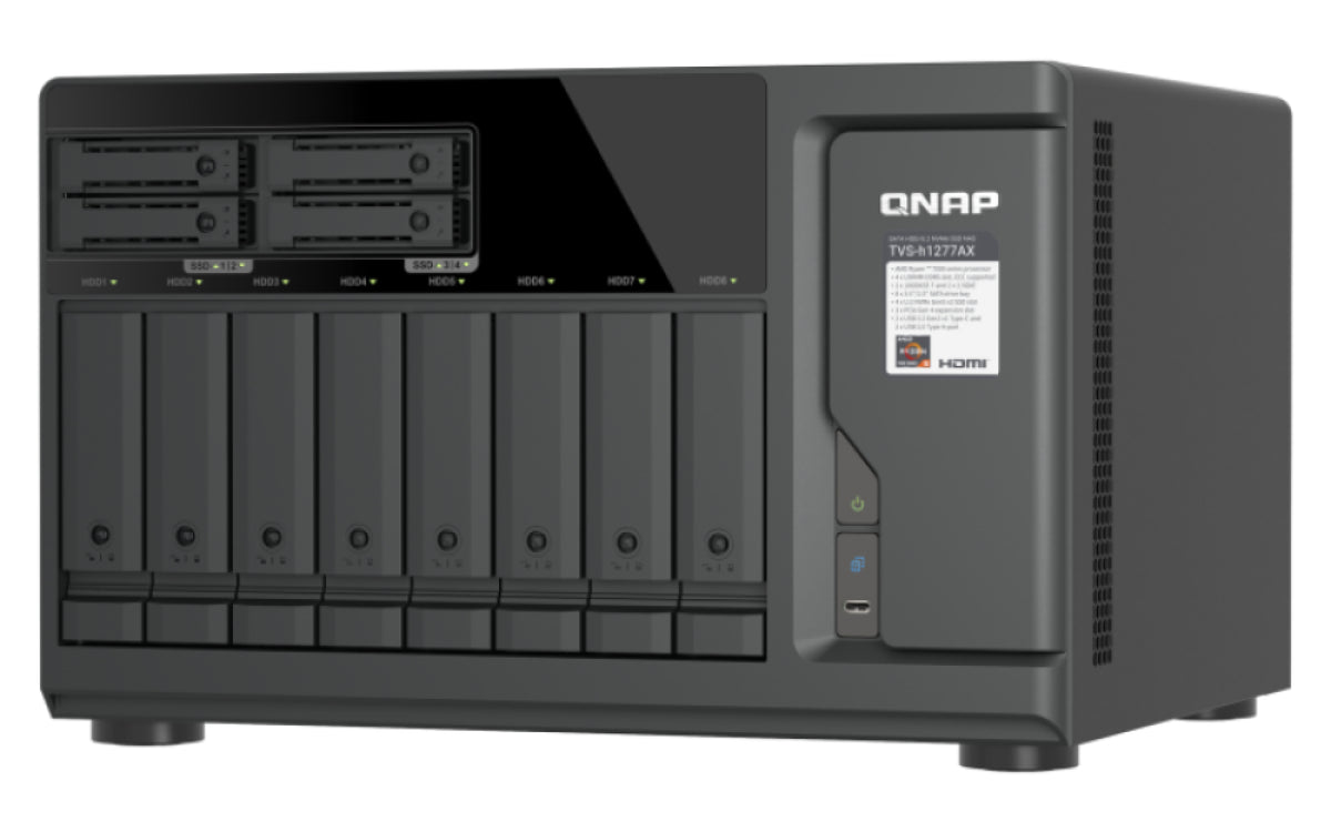 QNAP TVS-H1277AX NAS Tower AMD Ryzen™ 5 16 GB DDR5 QNAP QTS Schwarz
