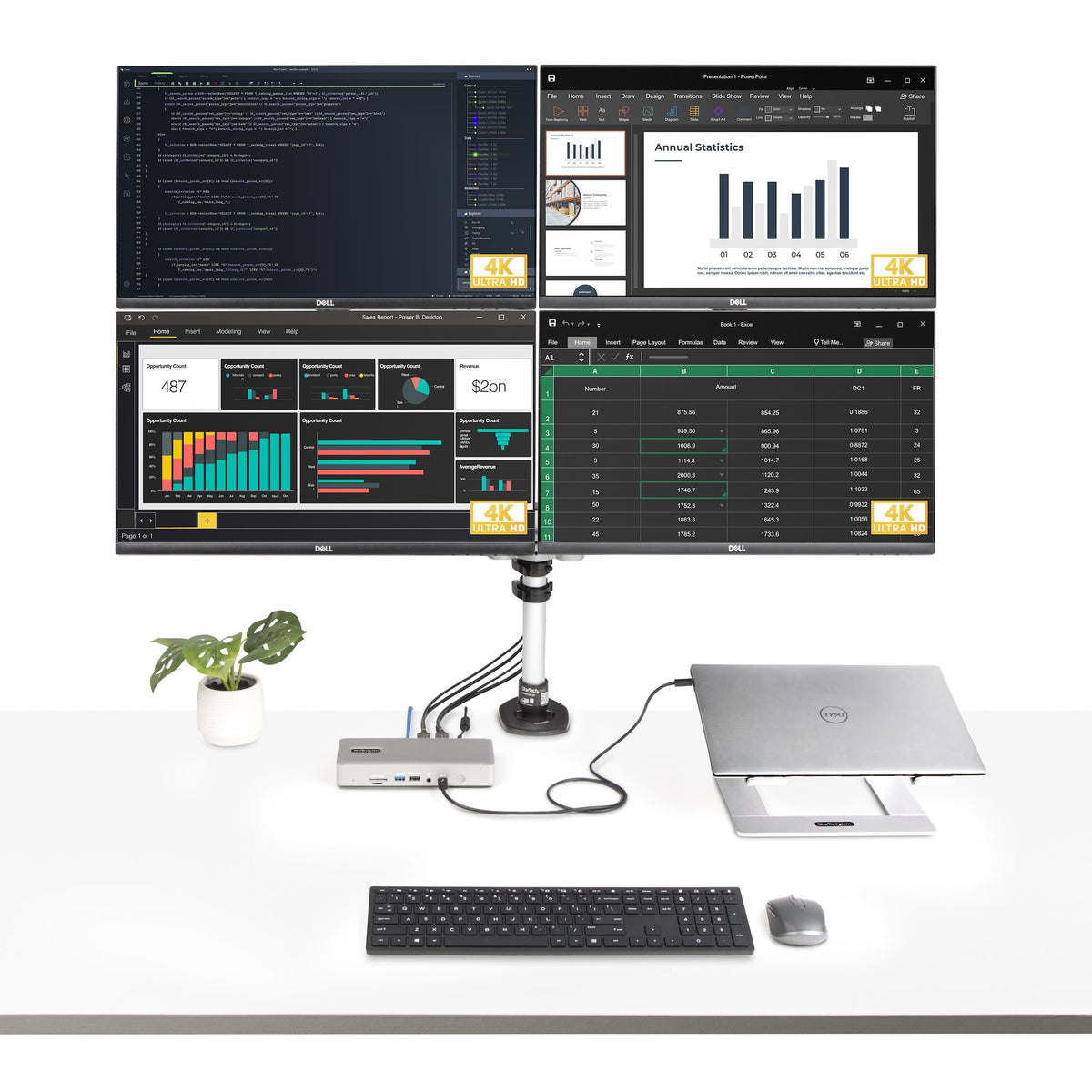 StarTech.com Universelle Thunderbolt 4 und USB4 Dockingstation, Quad-Display unter Windows, Dual-Display mit MacBook, HDMI DP-Dock mit 100W Ladung