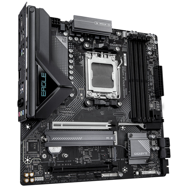 GIGABYTE B850M EAGLE WIFI6E Mainboard - AMD Ryzen 9000 Serie CPUs, 8+2+2 Phasen Digital-VRM, bis zu 8200MHz DDR5 (OC), 1xPCIe 5.0 + 1xPCIe 4.0 M.2, Wi-Fi 6E, 2.5GbE LAN, USB 3.2 Gen 2