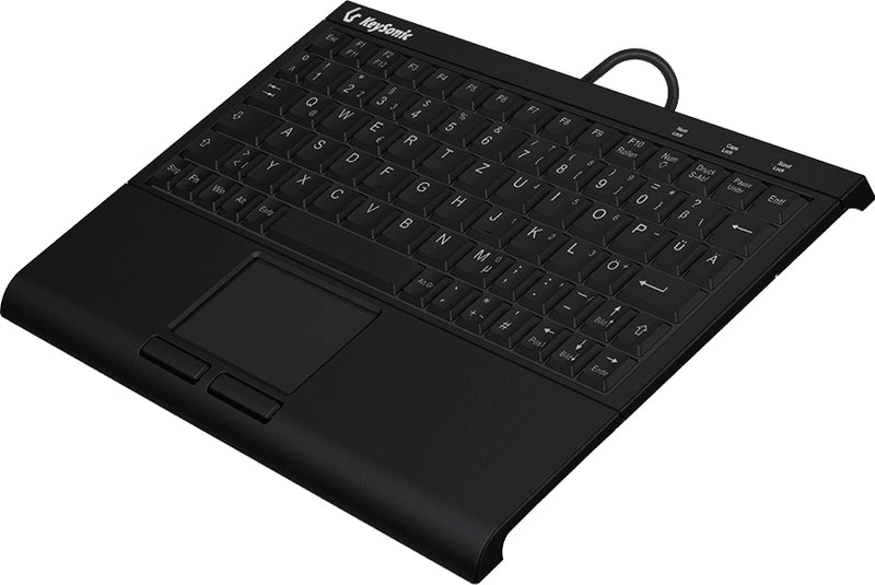 KeySonic KSK-3211ELU (DE), Super-Mini Tastatur, Hintergrundbeleuchtung, Touchpad, schwarz
