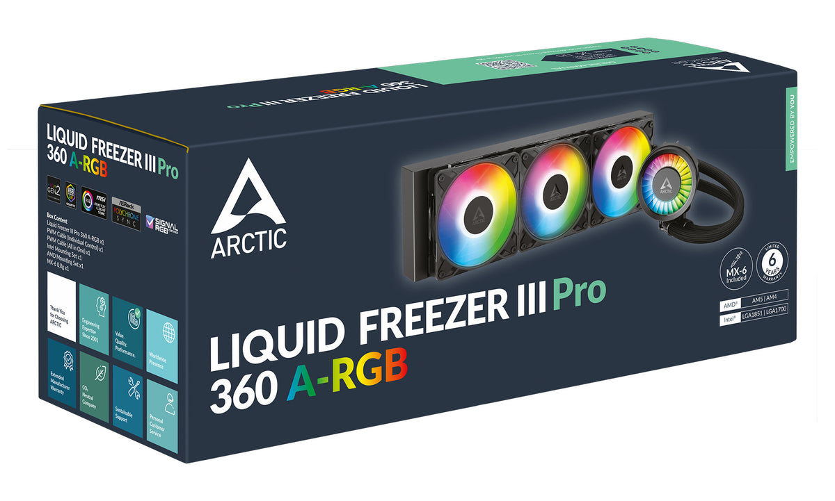 ARCTIC Liquid Freezer III Pro 360 A-RGB - Multikompatibler All-in-One CPU-Wasserkühler mit A-RGB