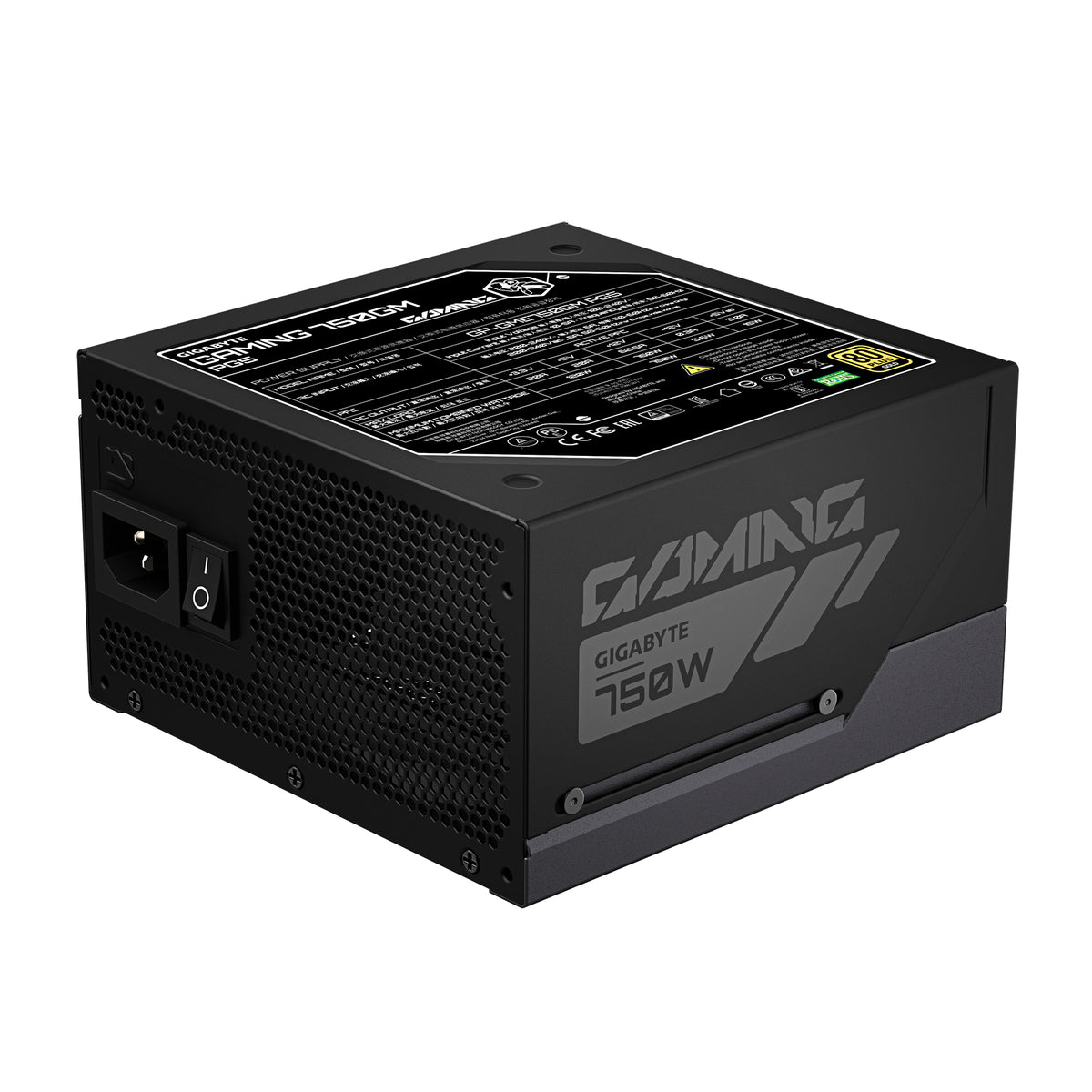 GIGABYTE GAMING 750GM PG5 Netzteil – PCIe 5.1, 80 PLUS Gold, vollständig modulares Design, 135-mm-Lüfter, ATX 3.1-kompatibel, EU-Stecker