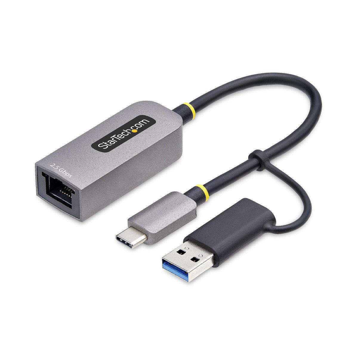 StarTech.com 2.5GbE USB C Ethernet Adapter mit USB-A Adapter, USB-C LAN-RJ45 Netzwerkadapter, USB 3.1 Typ-C 2.5Gb NIC, Thunderbolt & USB4 Kompatibel, Windows & Mac