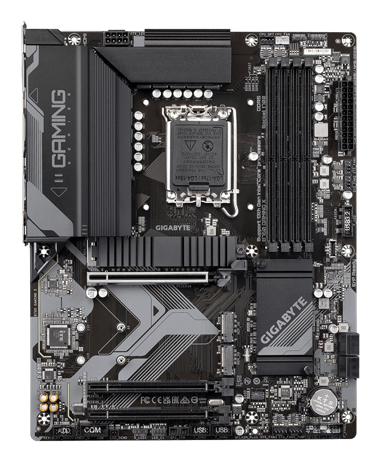 GIGABYTE B760 GAMING X Mainboard - Unterstützt Intel Core Prozessoren der 14. Generation, 8+1+1 Phasen digitales VRM, bis zu 7600MHz DDR5 (OC), 3x PCIe 4.0 M.2, 2.5GbE LAN, USB 3.2 Gen 2