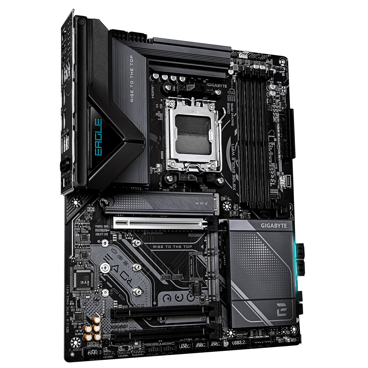 GIGABYTE X870E EAGLE WIFI7 Motherboard – Supports AMD Ryzen 9000 CPUs, 16+2+2 Phase Digital VRM, up to 8200 MHz DDR5 (OC), 1× PCIe 5.0 + 3× PCIe 4.0, Wi-Fi 7, 5GbE LAN, USB 4