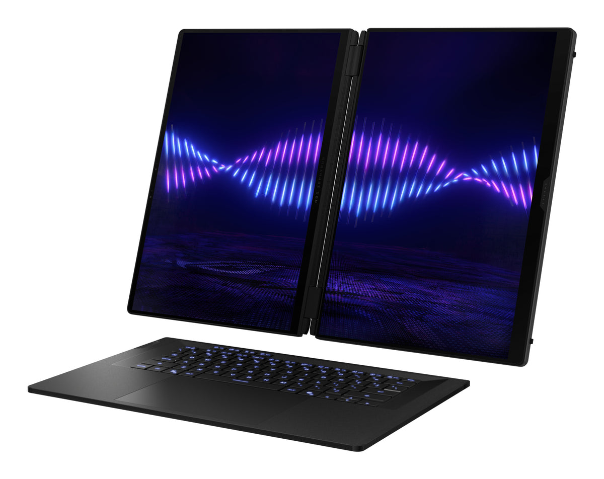 ASUS ROG Zephyrus Duo GX651AX-SR015W Intel Core Ultra 9 386H Hybrid (2-in-1) 40,6 cm (16") Touchscreen 3K 64 GB LPDDR5x-SDRAM 2 TB SSD NVIDIA GeForce RTX 5090 Wi-Fi 7 (802.11be) Windows 11 Home Grau