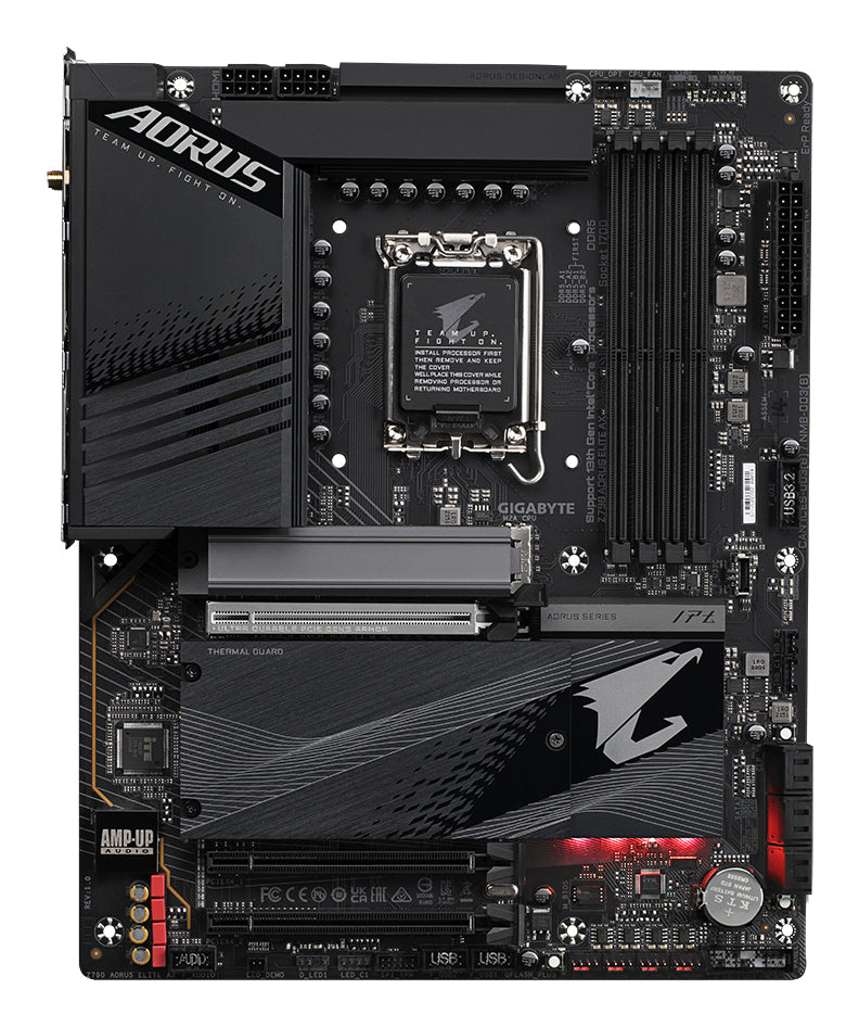 GIGABYTE Z790 AORUS ELITE AX Motherboard - Unterstützt Intel Core 14. Generation CPUs, 16*+2+1 Phasen Digital VRM, bis zu 7600MHz DDR5 (OC), 4xPCIe 4.0 M.2, Wi-Fi 6E, 2.5GbE LAN, USB 3.2 Gen 2x2