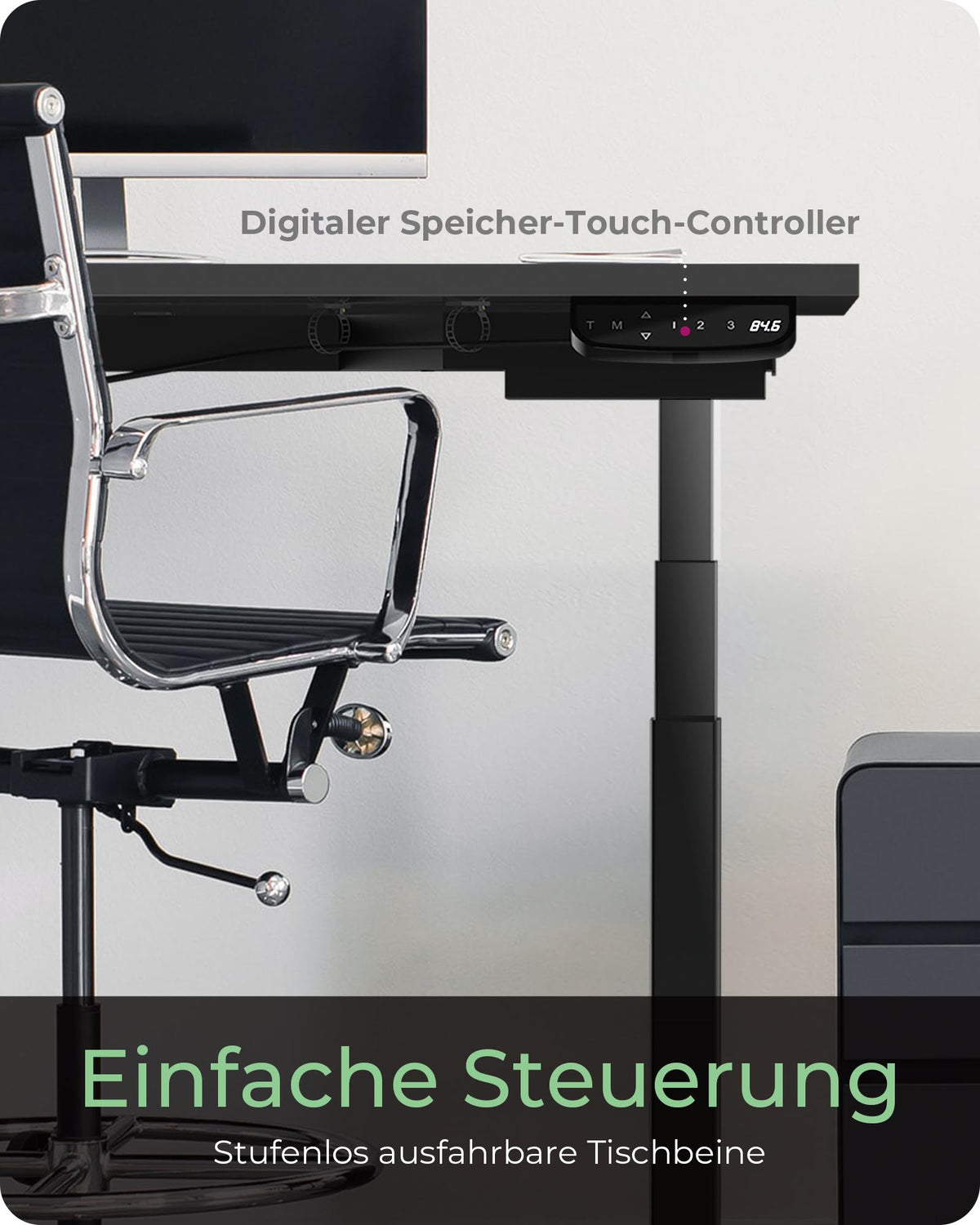 ICY BOX IB-EW206B-T, Elektrisch höhenverstellbares Sitz-Steh-Tischgestell mit digitalem Memory-Touchpanel