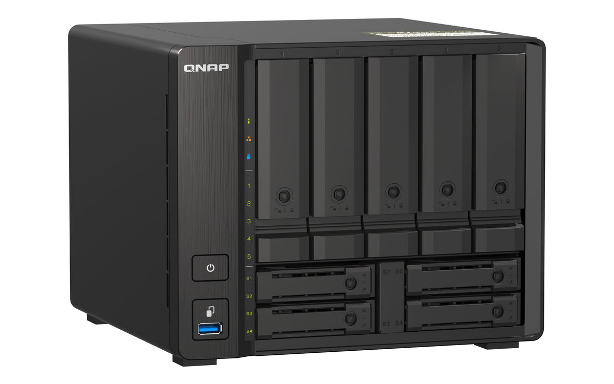 QNAP TS-H973AX NAS Tower Ryzen Embedded V1500B 32 GB DDR4 0 TB QuTS hero Schwarz
