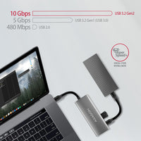 Axagon HMC-5G21 USB 10Gbps hub, 2x USB-A, 2x USB-C, HDMI 4k/30Hz, PD 60W, USB-C Kabel