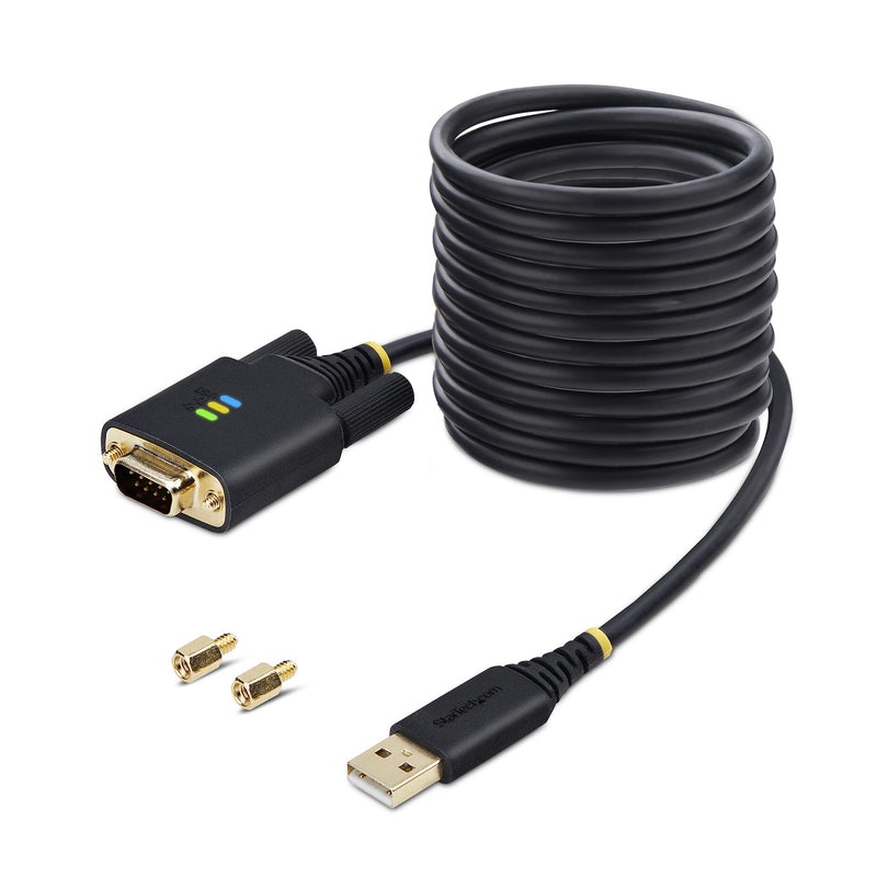 StarTech.com 3m USB Seriell Adapterkabel, USB-A auf DB9 RS232, FTDI IC, COM Retention, LED, wechselbare DB9 Schrauben und Muttern, ESD-Schutz, Windows, macOS und Linux