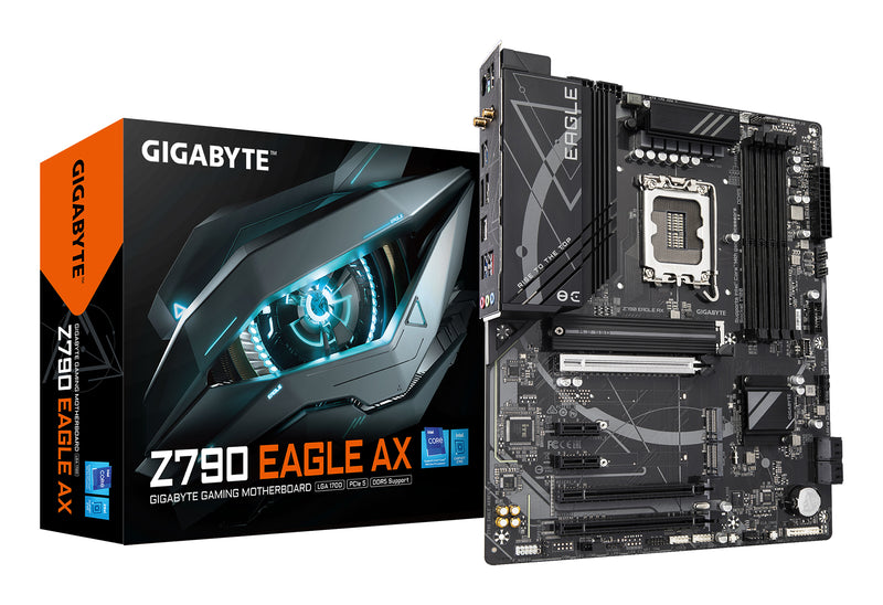GIGABYTE Z790 EAGLE AX Motherboard - Unterstützt Intel Core 14. Generation CPUs, 12+1+1 Phasen Digital VRM, bis zu 7600MHz DDR5 (OC), 3xPCIe 4.0 M.2, Wi-Fi 6E, 2.5GbE LAN, USB 3.2 Gen 2