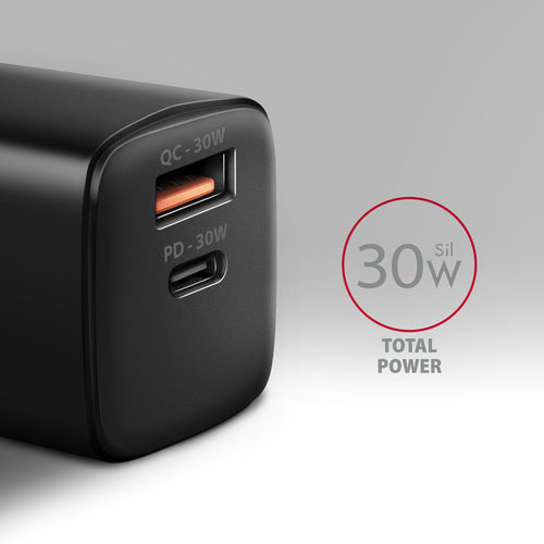 AXAGON ACU-PQ30 Ladegerät QC3.0, 4.0/AFC/FCP/PPS/Apple + PD USB-C, 30W - schwarz
