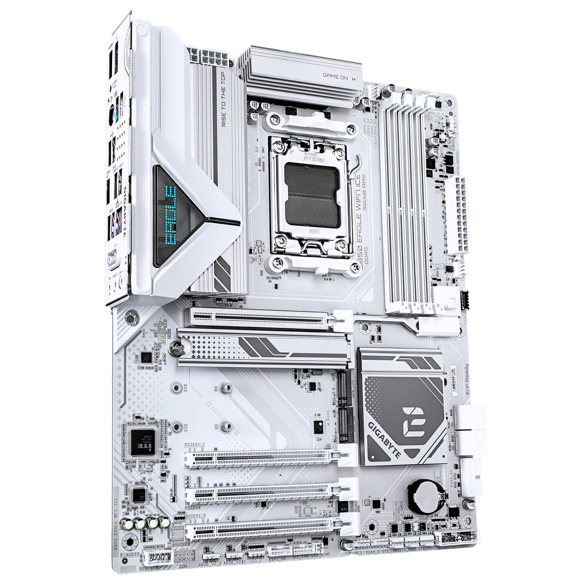 GIGABYTE B850 EAGLE WIFI7 ICE Mainboard – AMD Ryzen 9000 Serie Prozessoren, digitales 8+2+2 Phasen VRM, bis zu 8200 MHz DDR5 (O.C.), 1x PCIe 5.0 + 2x PCIe 4.0 M.2, Wi-Fi 7, 2.5 GbE LAN, USB 3.2 Gen 2