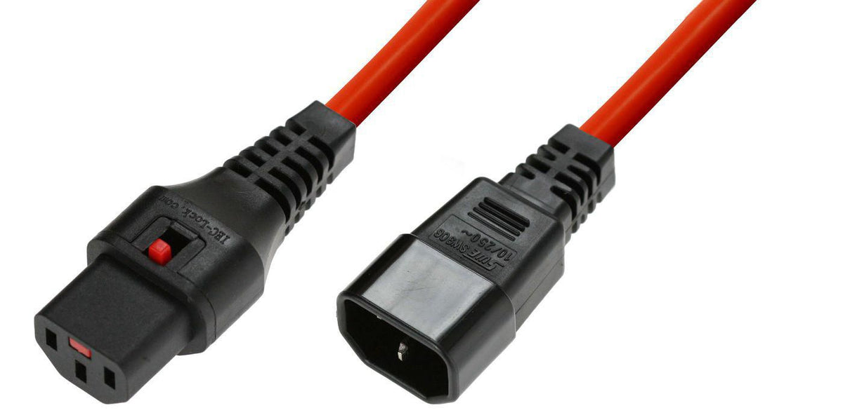 Microconnect MC-C13C14LOCK-2.5MR Stromkabel Rot 2,5 m C13-Koppler C14-Koppler
