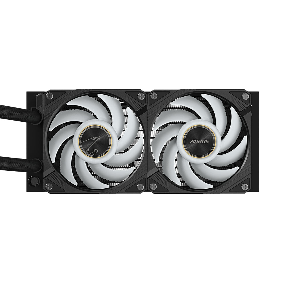 GIGABYTE AORUS WATERFORCE X II 240 AIO Flüssigkeits-CPU-Kühler - 2x120mm ARGB-Lüfter, Vollfarb-LCD, DAISY-CHAIN, kompatibel mit Intel LGA 1851 und AMD AM5