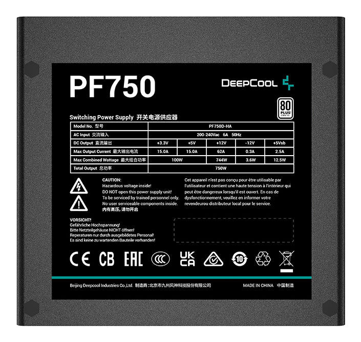 DeepCool PF750 Netzteil 750 W 20+4 pin ATX ATX Schwarz