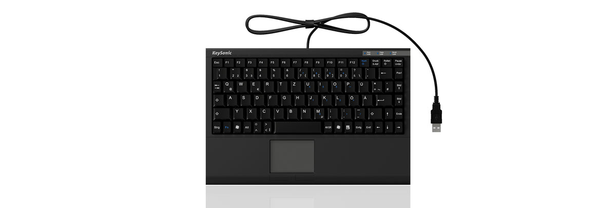 KeySonic ACK-540U+ (DE) Mini-Tastatur, SoftSkin black, Smart-Touchpad, USB, schwarz