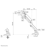 Neomounts DS70PLUS-450WH1 Monitorarm 17-49" - Gasfeder - Topfix - 180°-Stopp