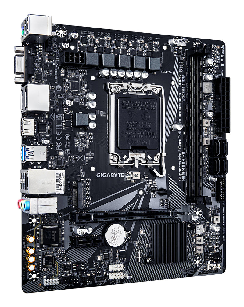GIGABYTE H610M S2H V2 Motherboard - Unterstützt Intel Core 14. Generation CPUs, 4+1+1 Hybrid Phasen Digital VRM, bis zu 5600MHz DDR5, 1xPCIe 3.0 M.2, GbE LAN, USB 3.2 Gen 1