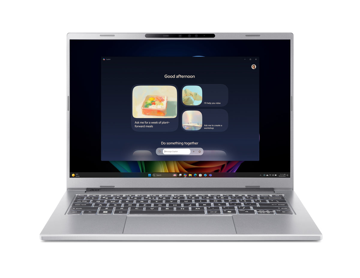 Acer Aspire 14 AI A14-61M-R6YA AMD Ryzen AI 5 340 Laptop 35,6 cm (14") WUXGA 16 GB LPDDR5x-SDRAM 1 TB SSD Wi-Fi 6E (802.11ax) Windows 11 Home Deutsch Silber