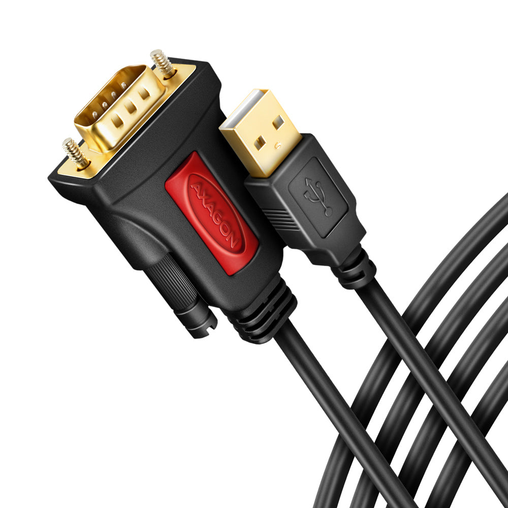 Axagon ADS-1PSN USB-A 2.0 - serial RS-232 DB9-M Prolific adapter cable 1.5m - Adapter - Digital/Daten Serien-Kabel Schwarz 1,5 m USB Typ-A