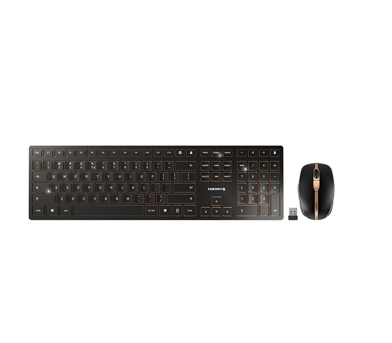 CHERRY DW 9100 SLIM Tastatur Maus enthalten Universal RF Wireless + Bluetooth QWERTY US Englisch Schwarz