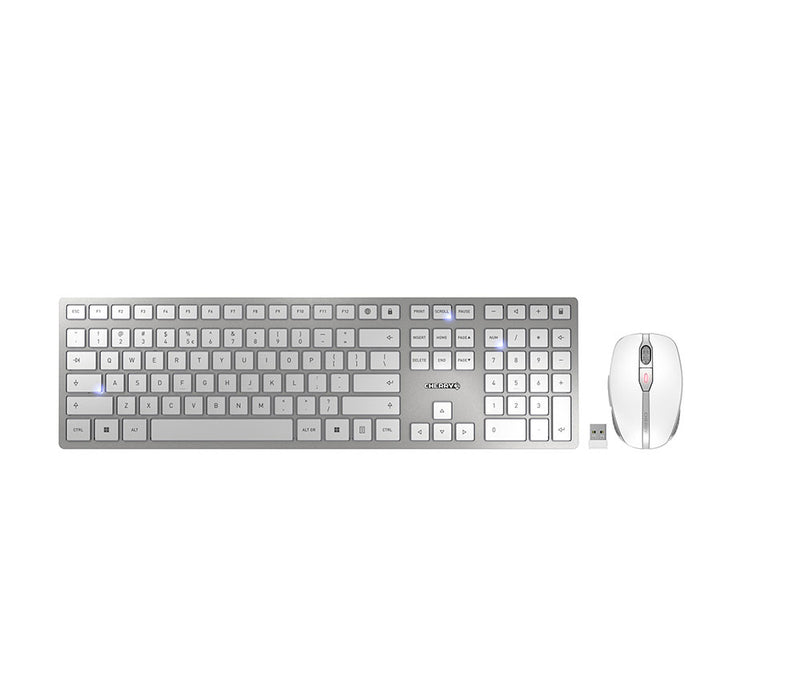 CHERRY DW 9100 SLIM Tastatur Maus enthalten Universal RF Wireless + Bluetooth QWERTY US Englisch Silber