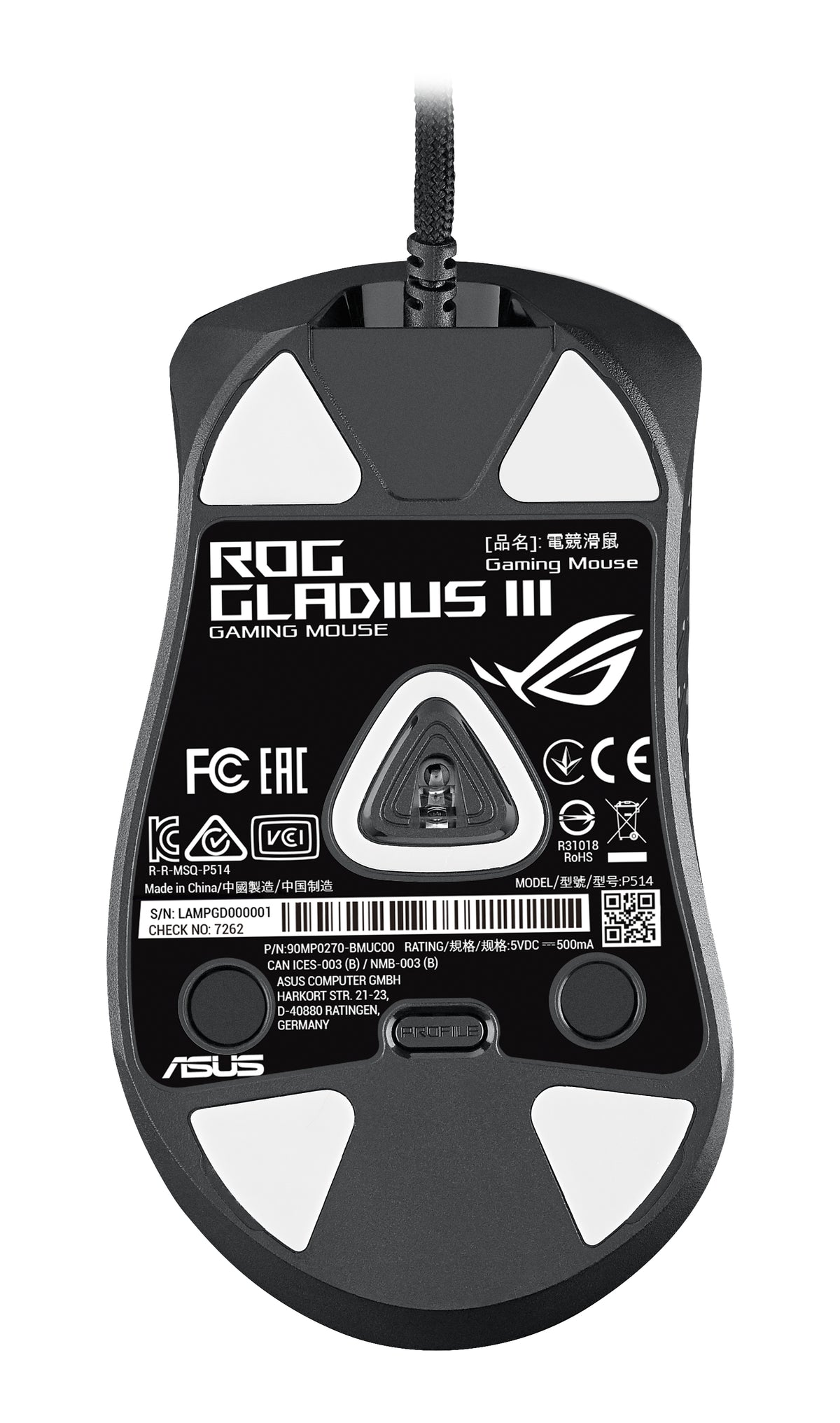 ASUS ROG Gladius III Maus Gaming rechts USB Typ-A Optisch 19000 DPI
