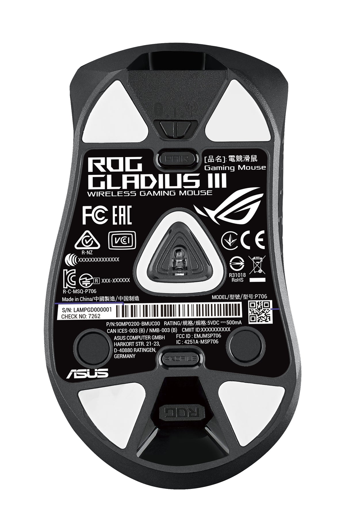 ASUS ROG Gladius III Maus Gaming rechts USB Typ-A Optisch 19000 DPI