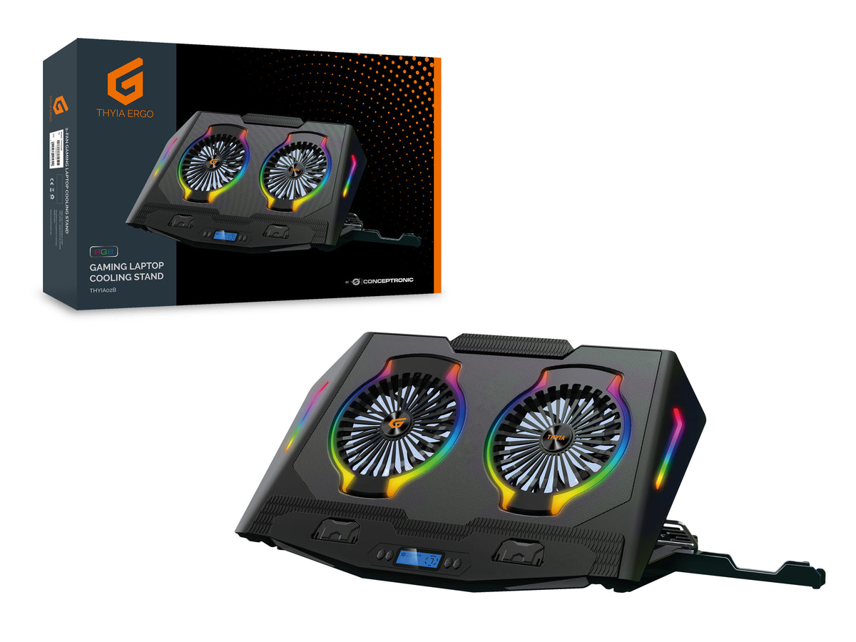 Conceptronic THYIA ERGO Gaming-Notebook Kühlständer mit 2 Lüftern