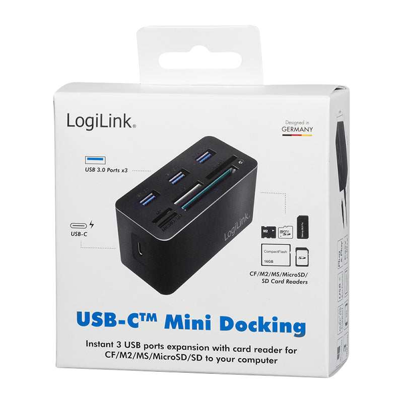 LogiLink CR0046 laptop-dockingstation & portreplikator Kabelgebunden USB 3.2 Gen 1 (3.1 Gen 1) Type-C Schwarz