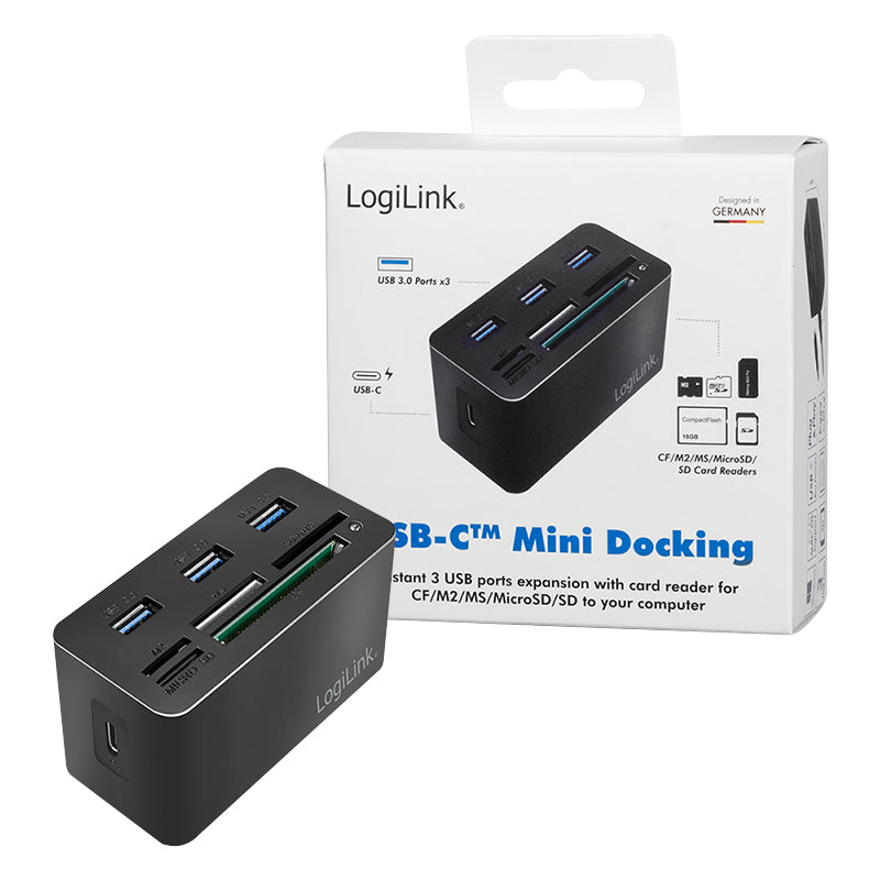 LogiLink CR0046 laptop-dockingstation & portreplikator Kabelgebunden USB 3.2 Gen 1 (3.1 Gen 1) Type-C Schwarz