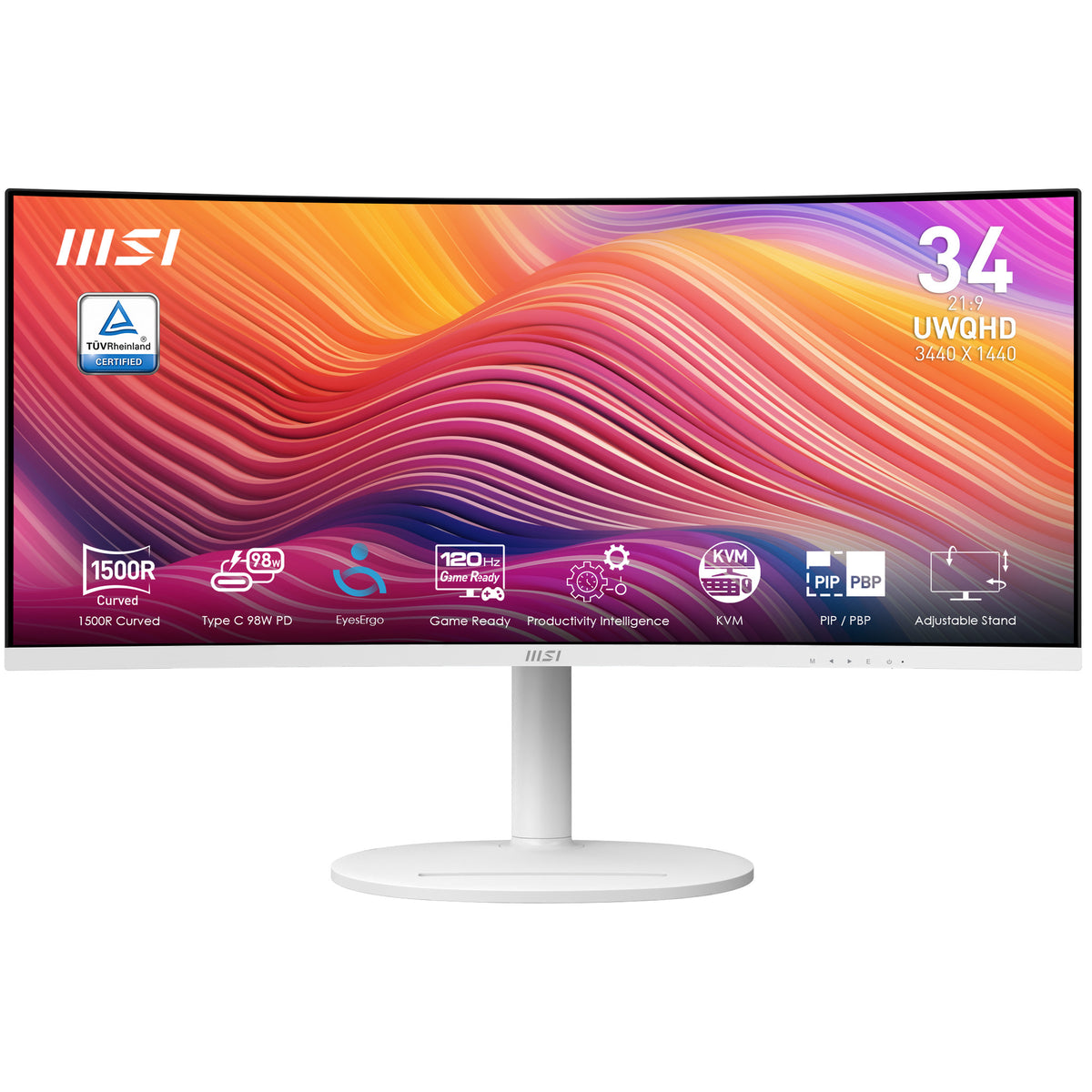MSI Modern MD342CQPWDE Computerbildschirm 86,4 cm (34") 3440 x 1440 Pixel UltraWide Quad HD LCD Weiß