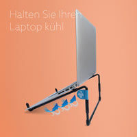 R-Go Tools Laptopständer R-Go Steel Travel, ergonomisch faltbarer und einstellbarer Laptopständer, Stahl, Schwarz