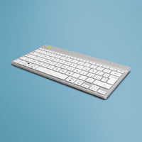 R-Go Tools Ergonomische Tastatur R-Go Compact Break, kompakte Tastatur mit Pausensoftware, QWERTY (IT), Bluetooth, Weiß