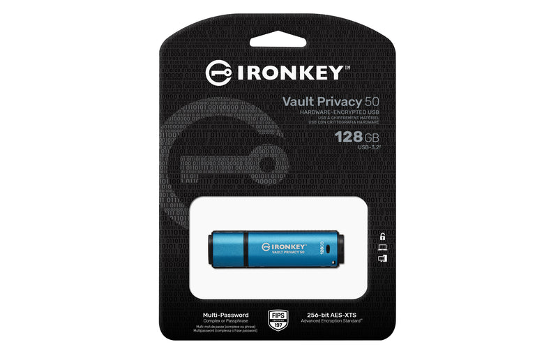 Kingston Technology IronKey 128GB Vault Privacy 50 AES-256 verschlüsselter, FIPS 197