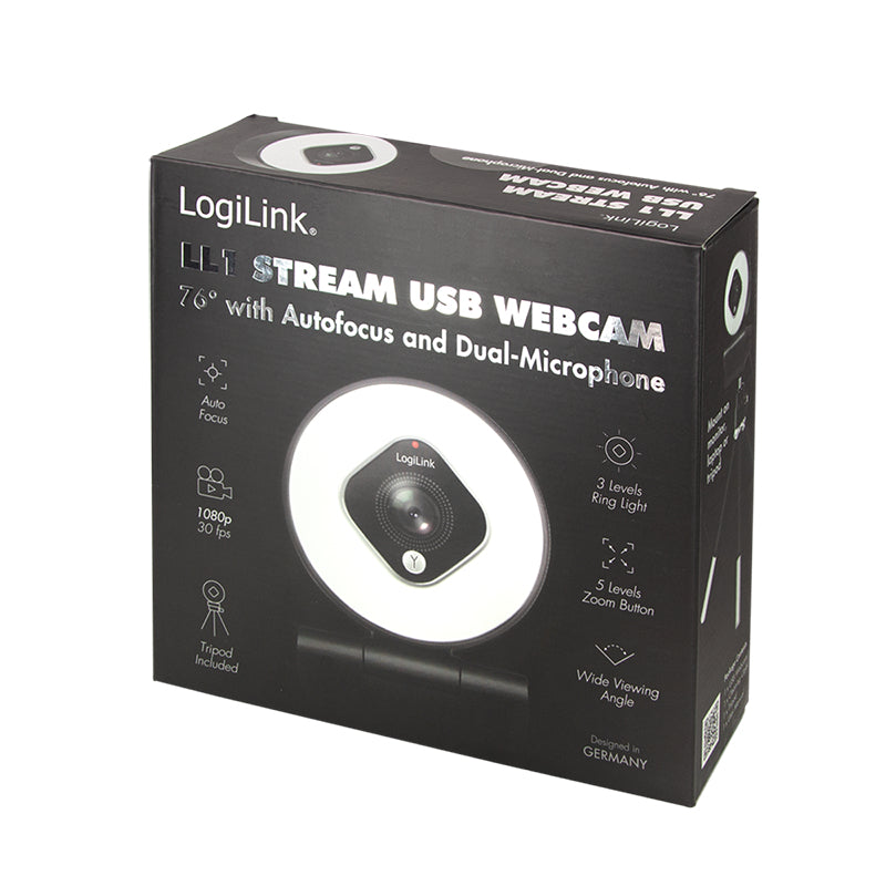 LogiLink UA0384 Webcam 2 MP 1920 x 1080 Pixel USB 2.0 Schwarz, Weiß