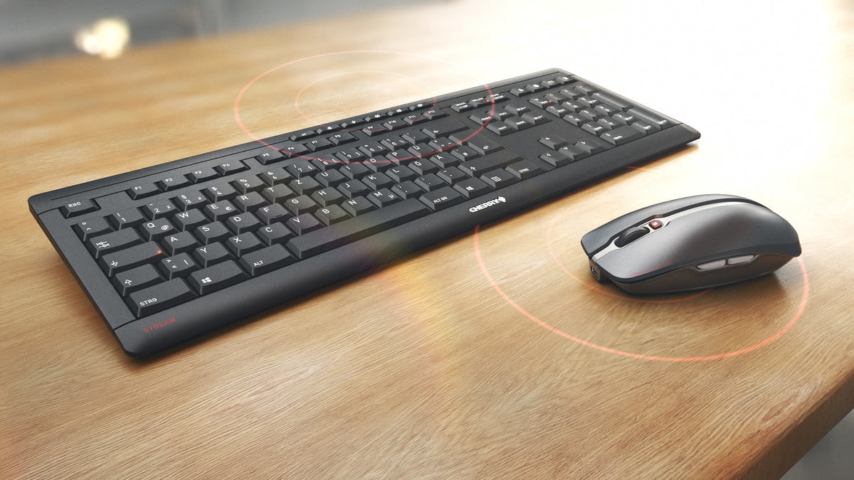 CHERRY Stream Desktop Recharge Tastatur Maus enthalten Universal RF Wireless Schwarz
