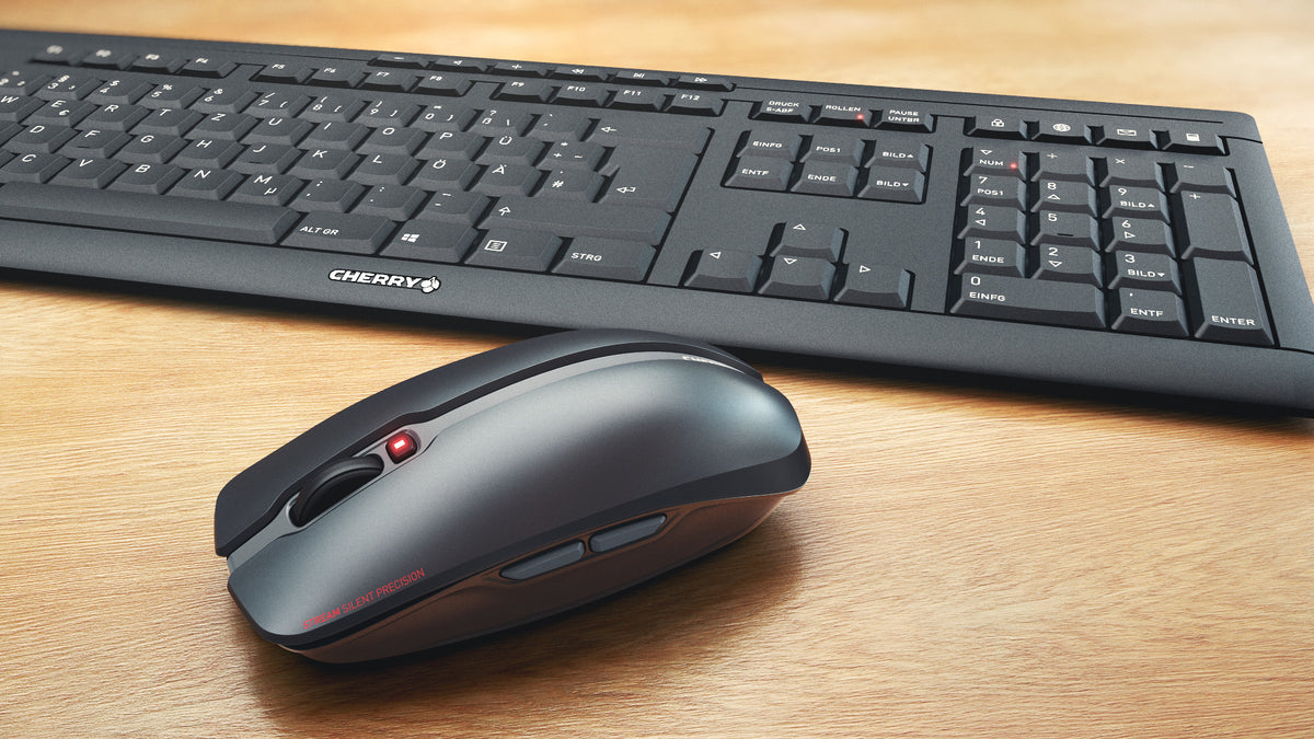 CHERRY Stream Desktop Recharge Tastatur Maus enthalten Universal RF Wireless Schwarz