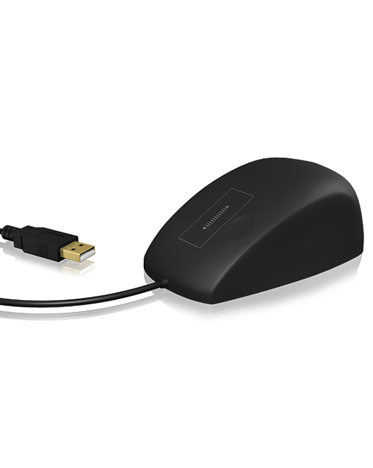 KeySonic KSM-5030M-B, Wasserdichte Maus, Silikone, Wasserdicht IP68, Scrollen mit Touchsensor, USB 1,8 m, schwarz