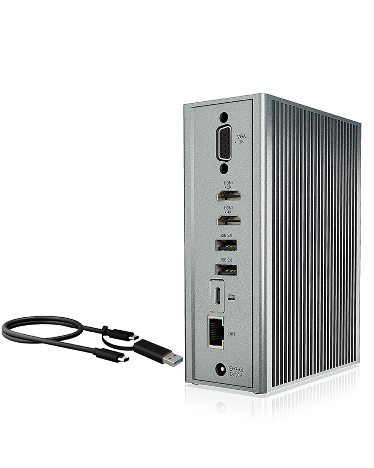 ICY BOX IB-DK2262AC, USB 3.2 Gen 1 Notebook DockingStation, USB 3.2 Gen 1 auf: 6x USB 3.2 Gen 1+2x HDMI®+1x GigabitLAN + Audio + Charger