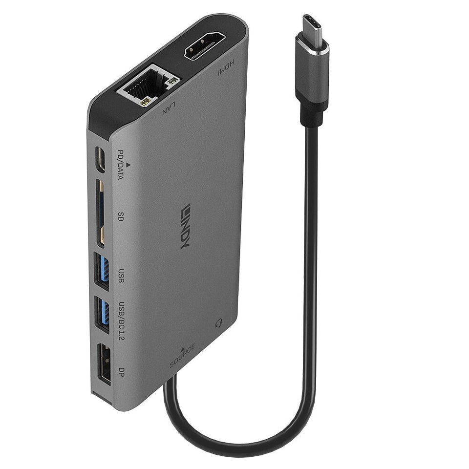 Station d'accueil et réplicateur de port filaire Lindy 43323 USB 3.2 Gen 1 (3.1 Gen 1) Type-C noir, gris