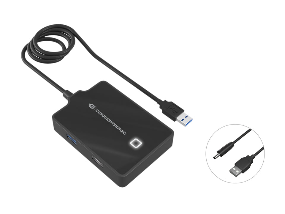 Conceptronic HUBBIES 4-Port USB 3.0/2.0 Hub, 90cm Cable