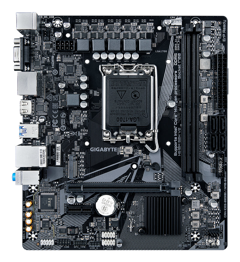 GIGABYTE H610M S2H V2 Motherboard - Unterstützt Intel Core 14. Generation CPUs, 4+1+1 Hybrid Phasen Digital VRM, bis zu 5600MHz DDR5, 1xPCIe 3.0 M.2, GbE LAN, USB 3.2 Gen 1