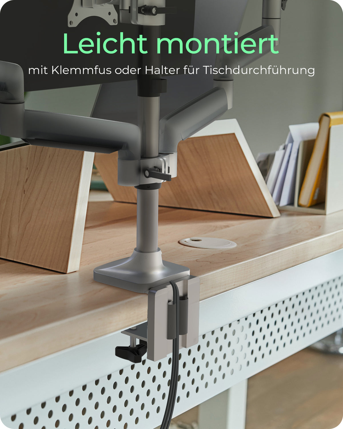 ICY BOX IB-MS505-TI, Monitorständer mit Tischhalterung für drei Monitore bis zu 32’’ (81 cm) und USB/Audio Unterstützung