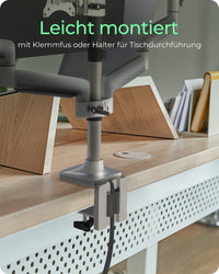 ICY BOX IB-MS505-TI, Monitorständer mit Tischhalterung für drei Monitore bis zu 32’’ (81 cm) und USB/Audio Unterstützung