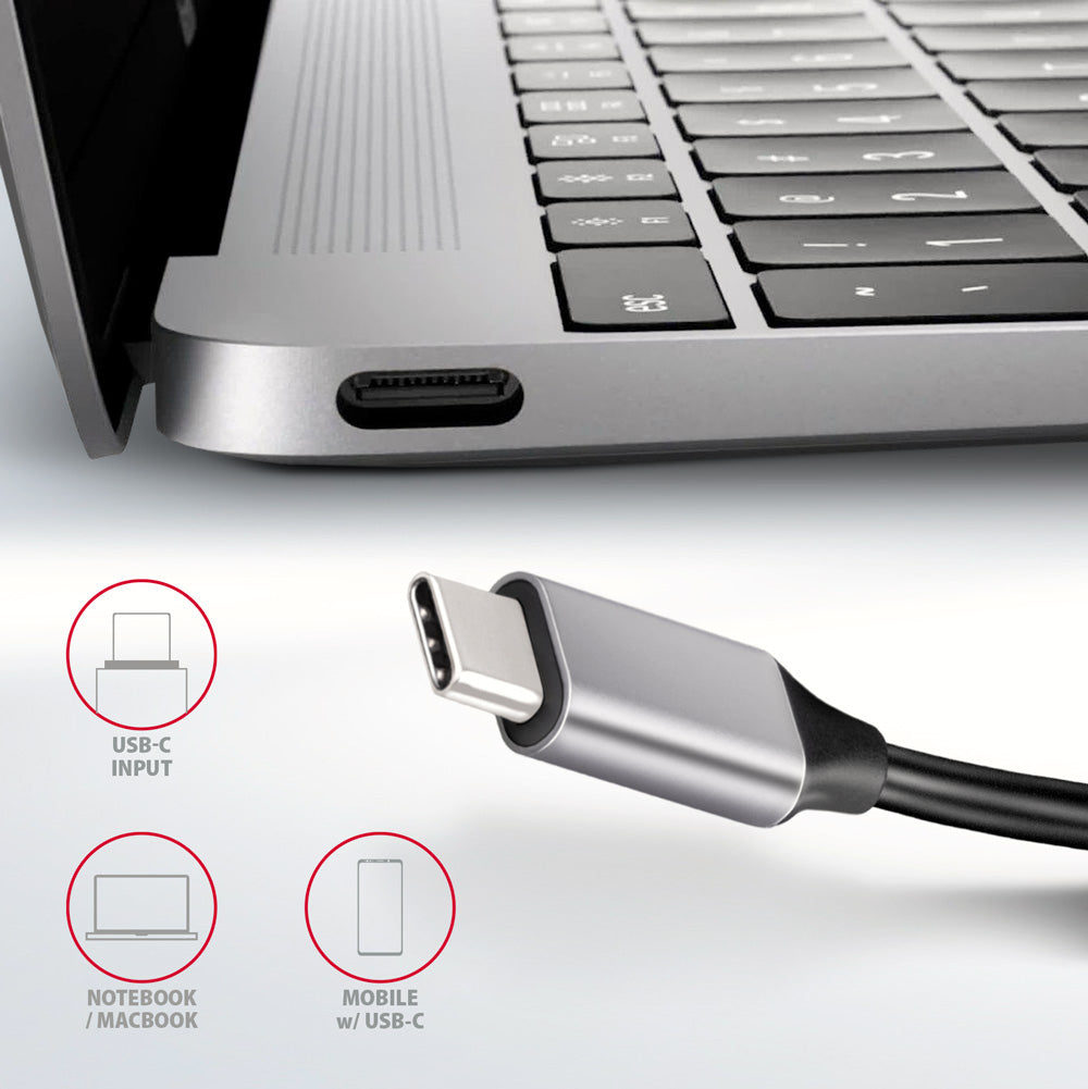 Axagon HMC-HCR3A 3x USB-A+ HDMI+ SD/microSD USB-C 3.2 Gen 1 hub 20cm Kabelgebunden USB 3.2 Gen 1 (3.1 Gen 1) Type-C Grau