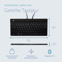 R-Go Tools Ergonomische Tastatur R-Go Split Break mit Pausensoftware, geteilte Tastatur, QWERTZ (DE), kabellos, schwarz