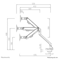 Neomounts FPMA-D750WHITE2 Monitorarm 10-32" - Gasfeder - Topfix - 180°-Stopp